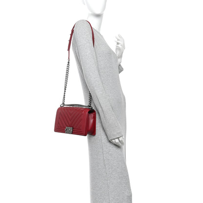 Chanel Calfskin Chevron Quilted Medium Boy Flap Burgundy 2 of 11