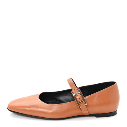 Hermes Goatskin Jane Ballet Flats 37 Marron Alezan 1 of 9
