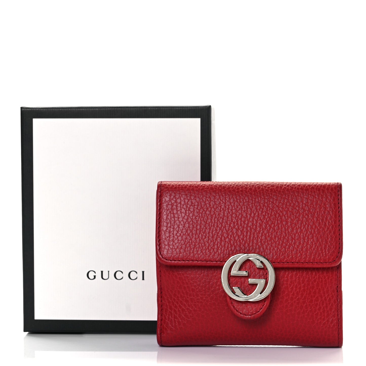 Dollar Calfskin Interlocking G French Wallet Rosso
