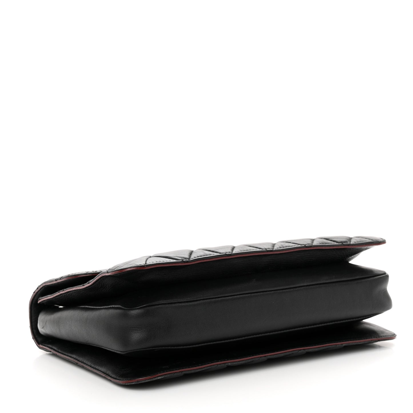 Calfskin Quilted Large Perfect Edge Flap Black