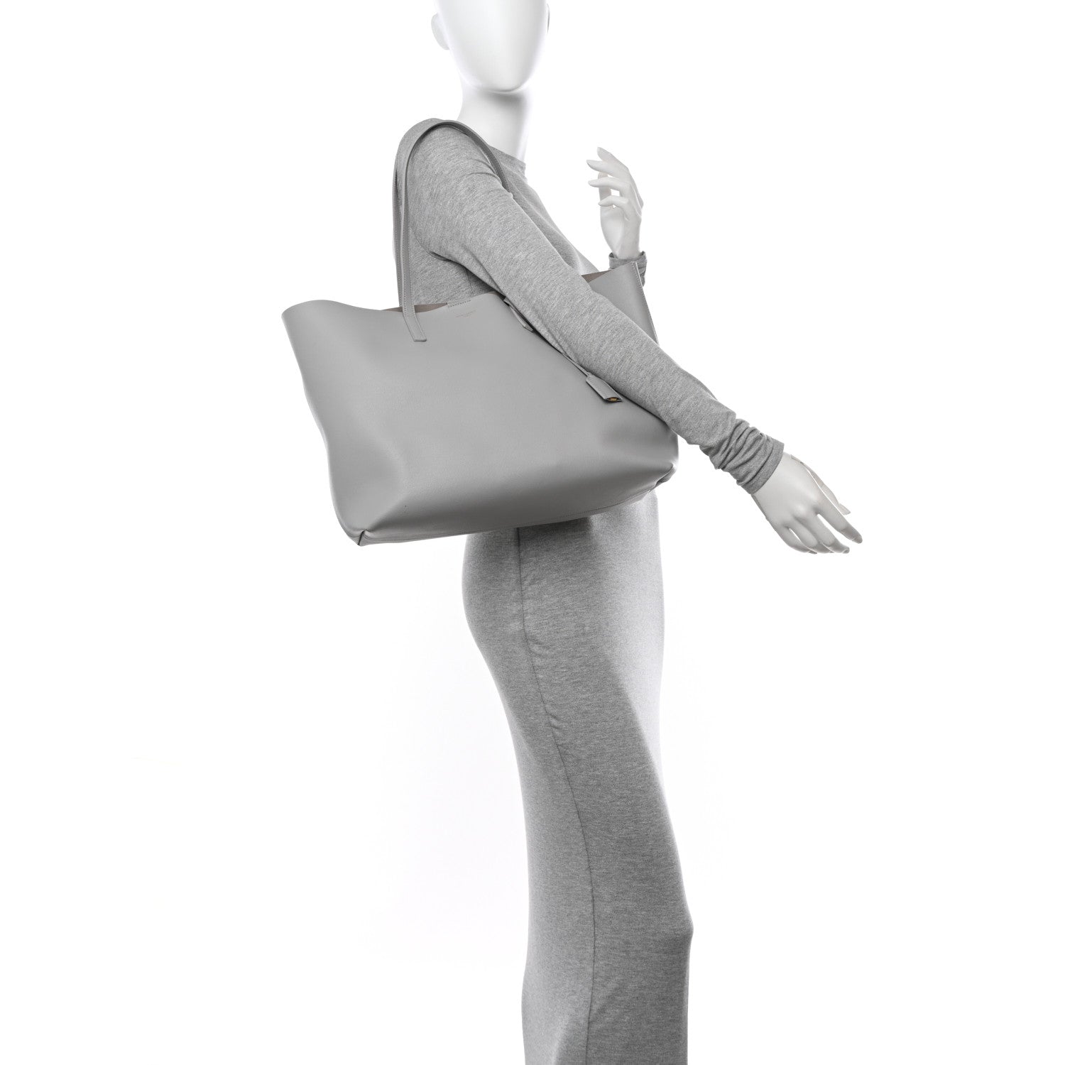 Saint Laurent Calfskin Large Shopping Tote Granite 2 of 16