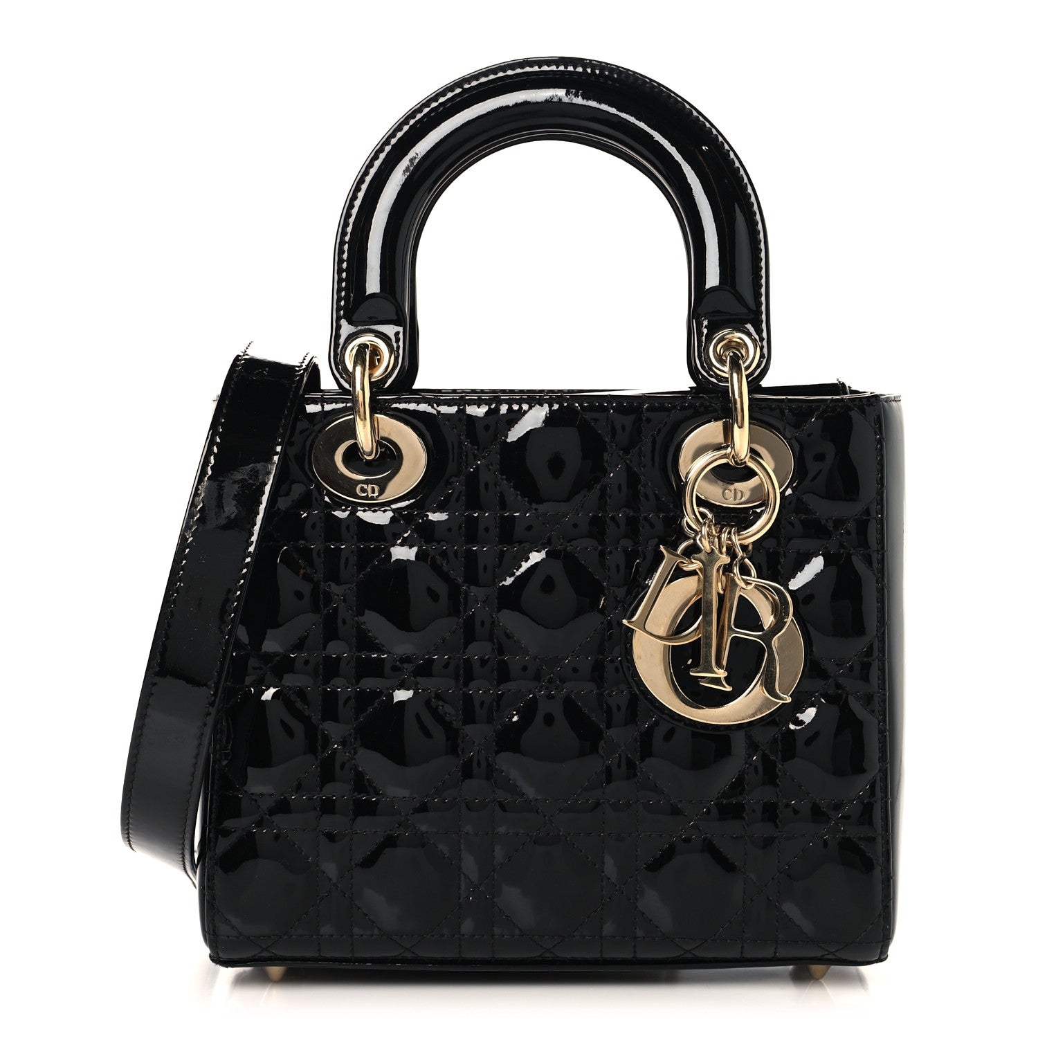 Christian Dior Patent Cannage Small Lady Dior Black 1 of 12