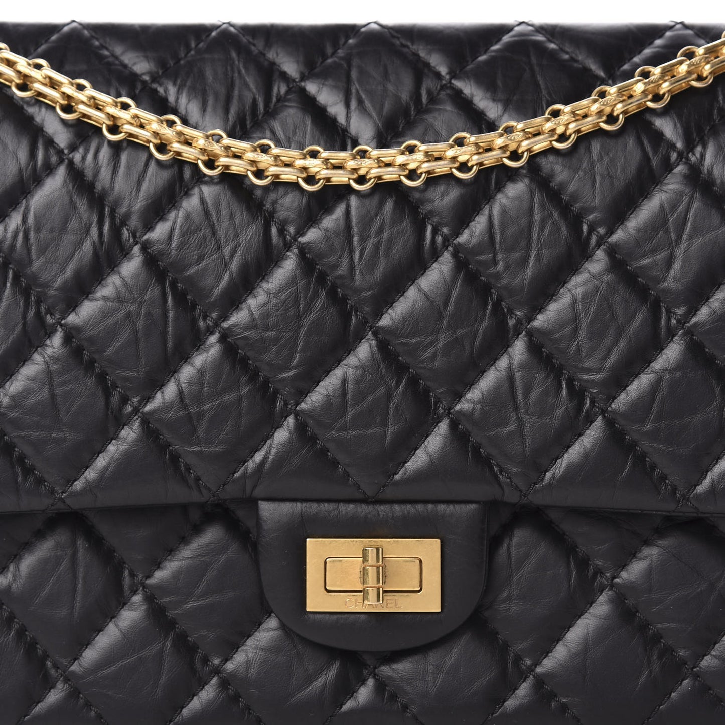 Aged Calfskin Quilted 2.55 Reissue 226 Flap Black