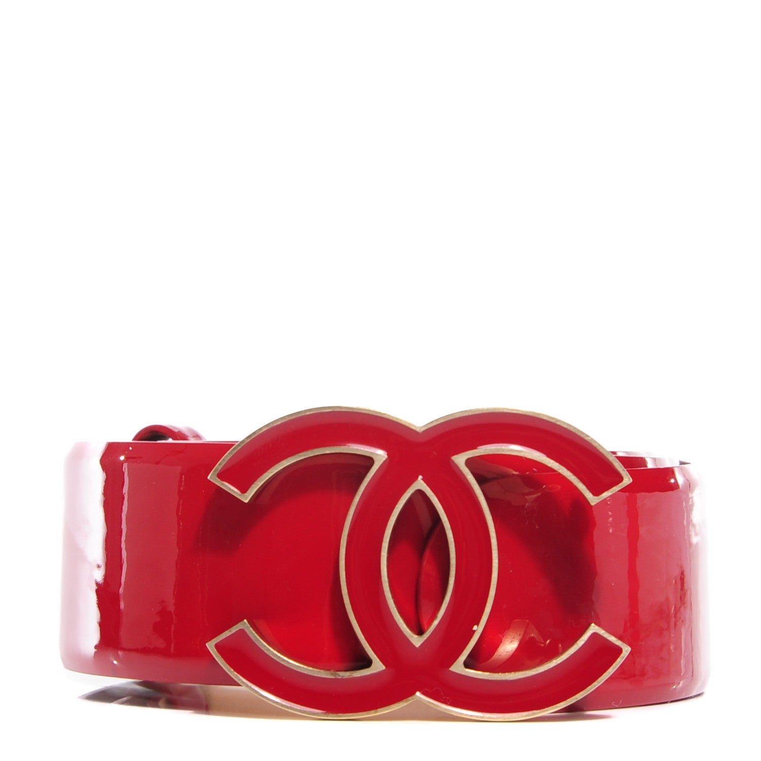 Chanel Patent Calfskin CC Logo Belt 85 34 Red 1 of 7