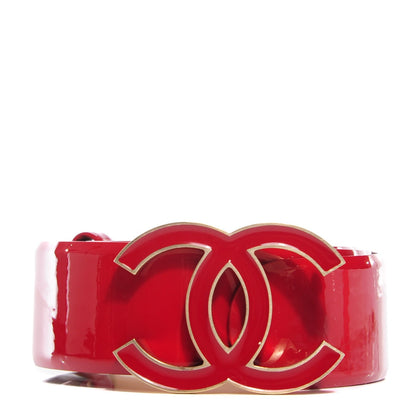 Chanel Patent Calfskin CC Logo Belt 85 34 Red 1 of 7