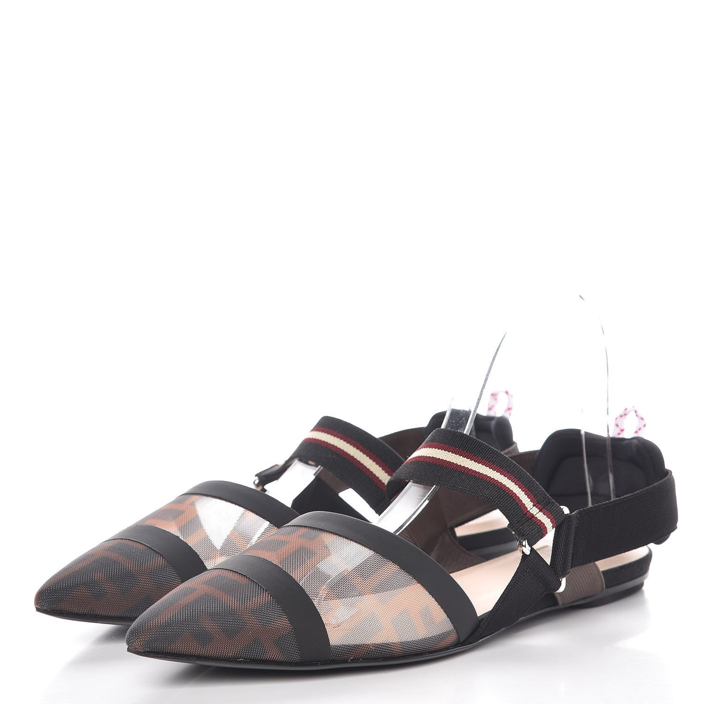 Technical Mesh FF Colibri Slingback Ballerina Flats 41 Tobacco Moro Black Militare