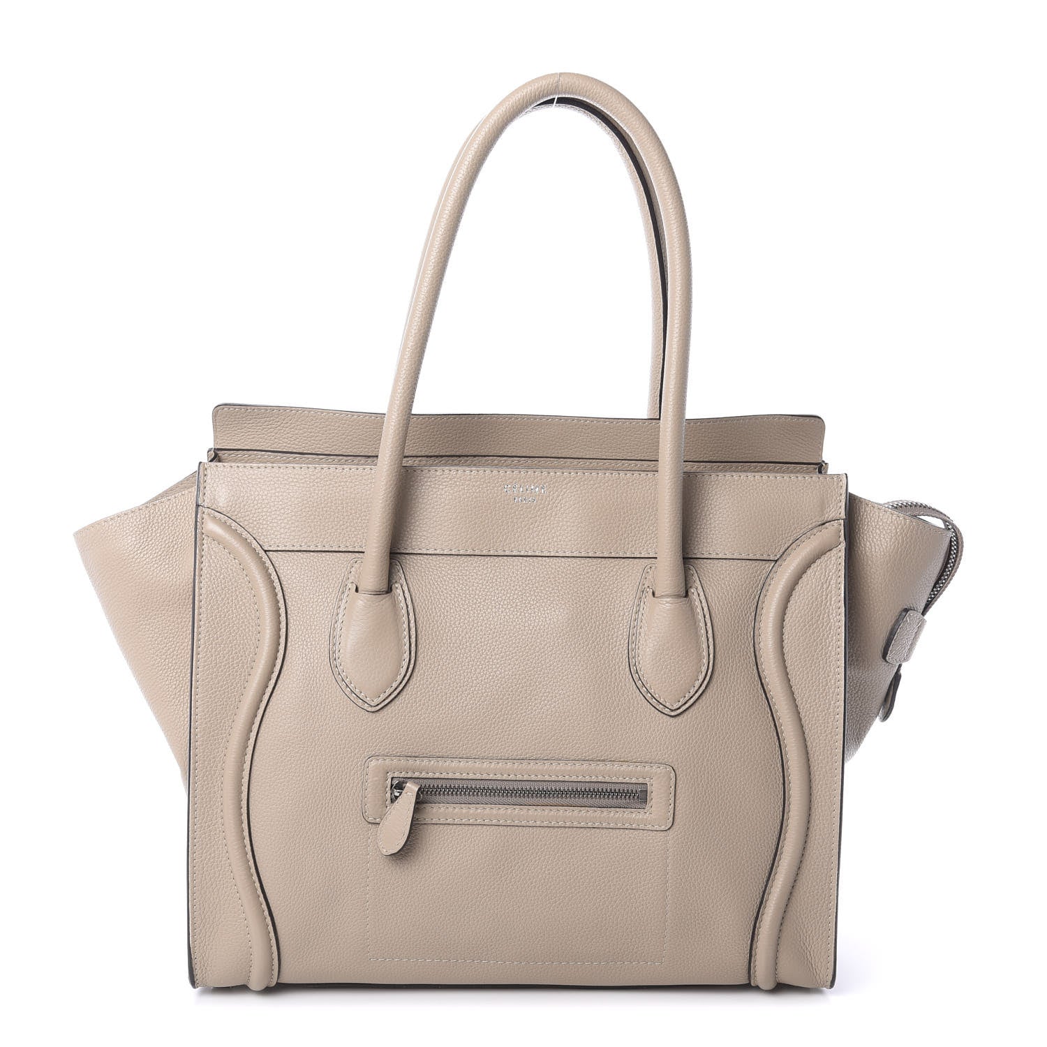 Celine Drummed Calfskin Shoulder Luggage Dune 1 of 9