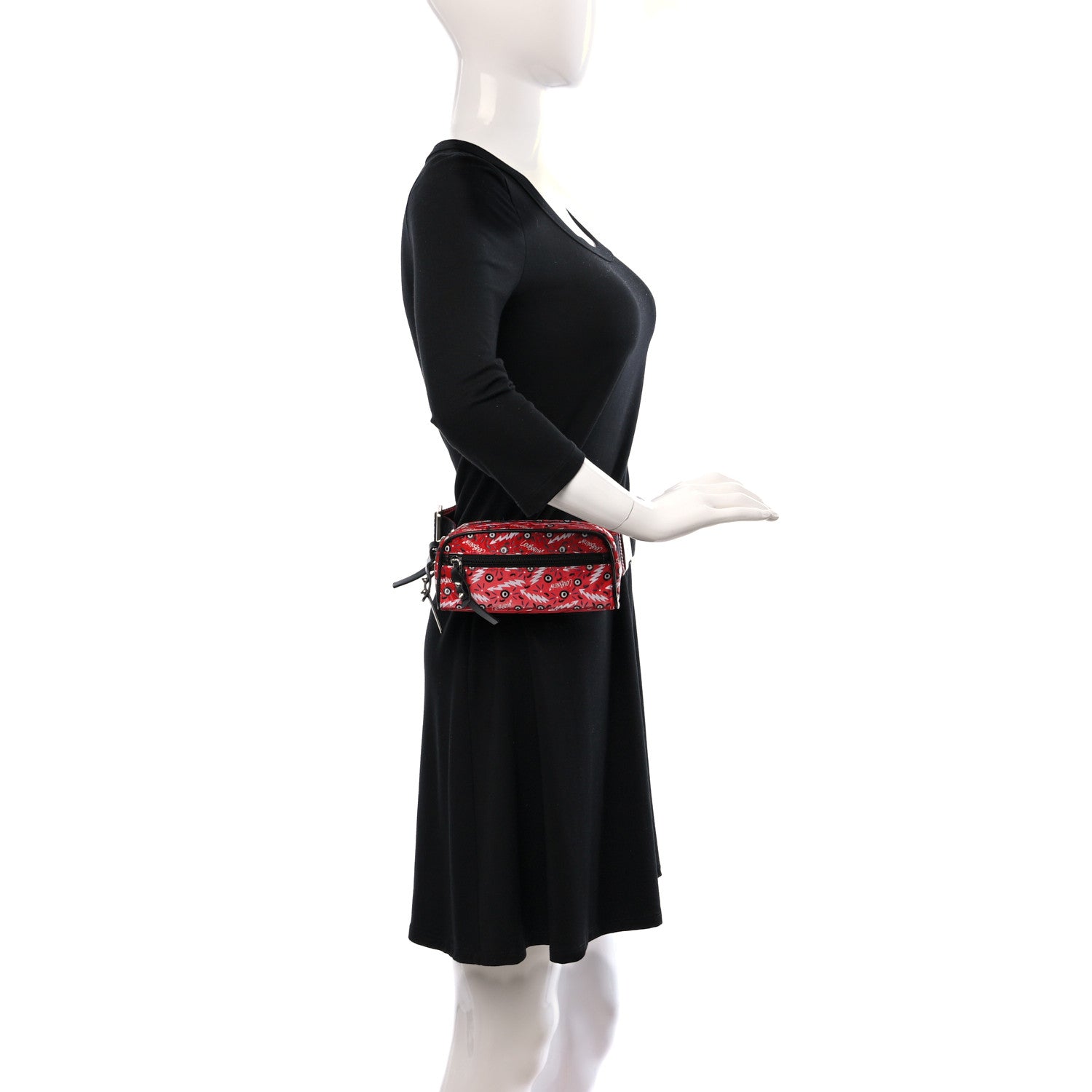 Christian Louboutin Monogram Print Mens Blaster Belt Bag Red Black 2 of 8