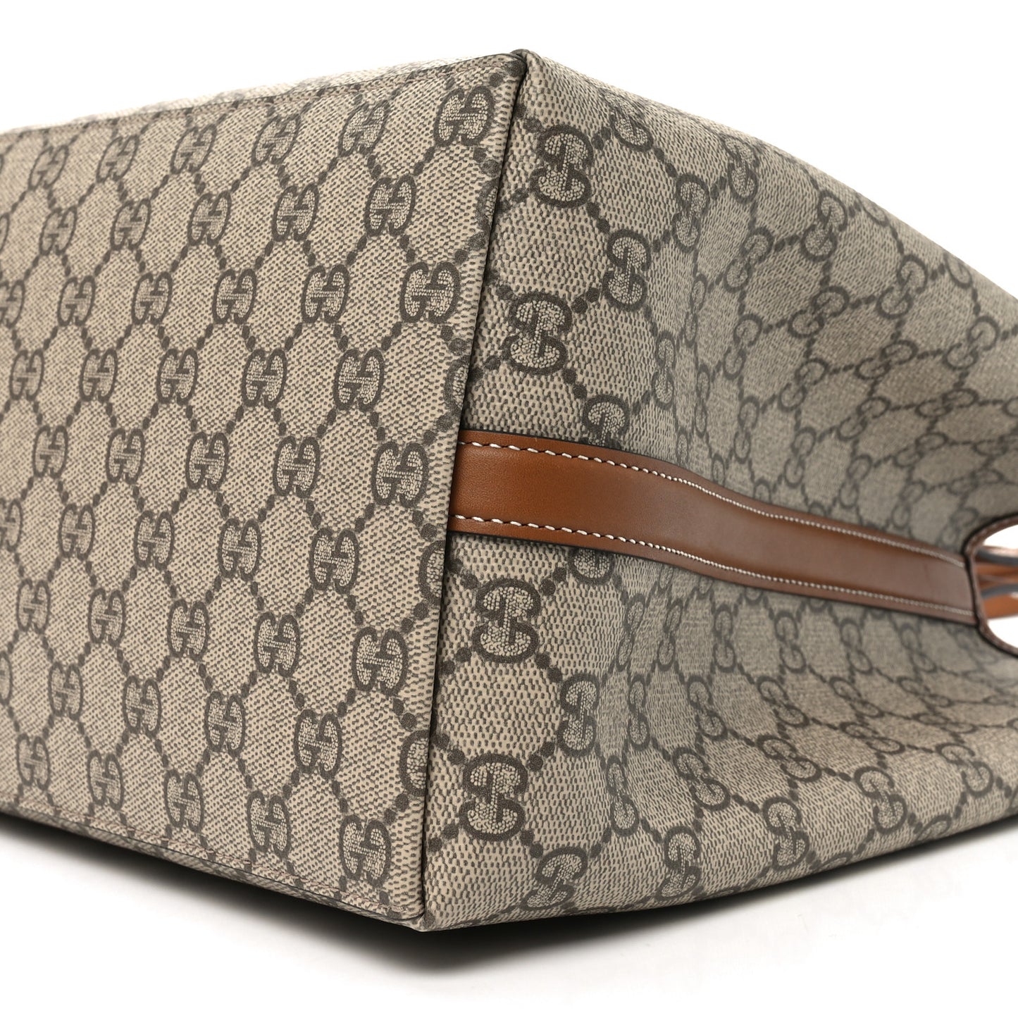GG Supreme Monogram Emblem Large Tote Bag Beige Dark Brown