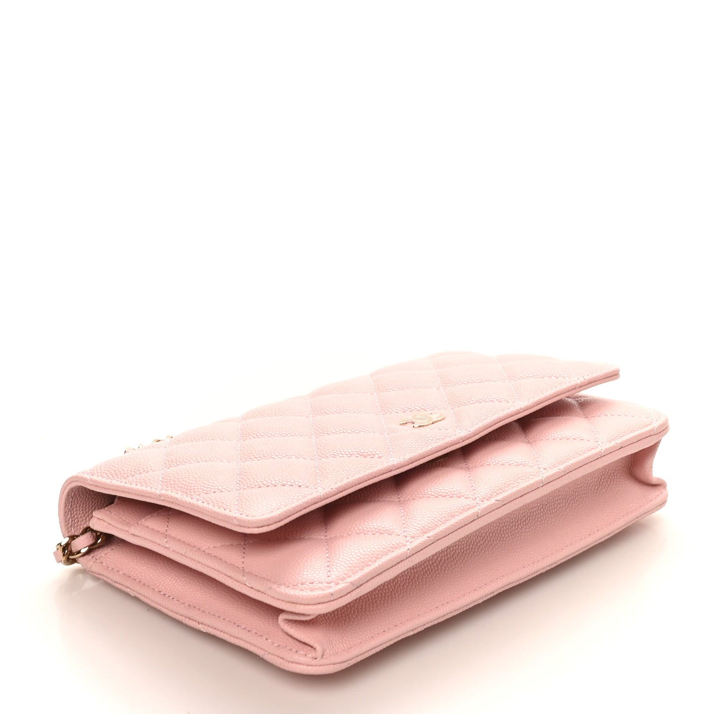 Caviar Quilted Wallet on Chain WOC Light Pink