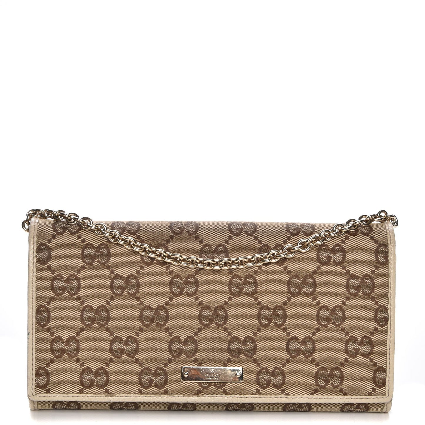 Monogram Metal Bar Chain Wallet Beige