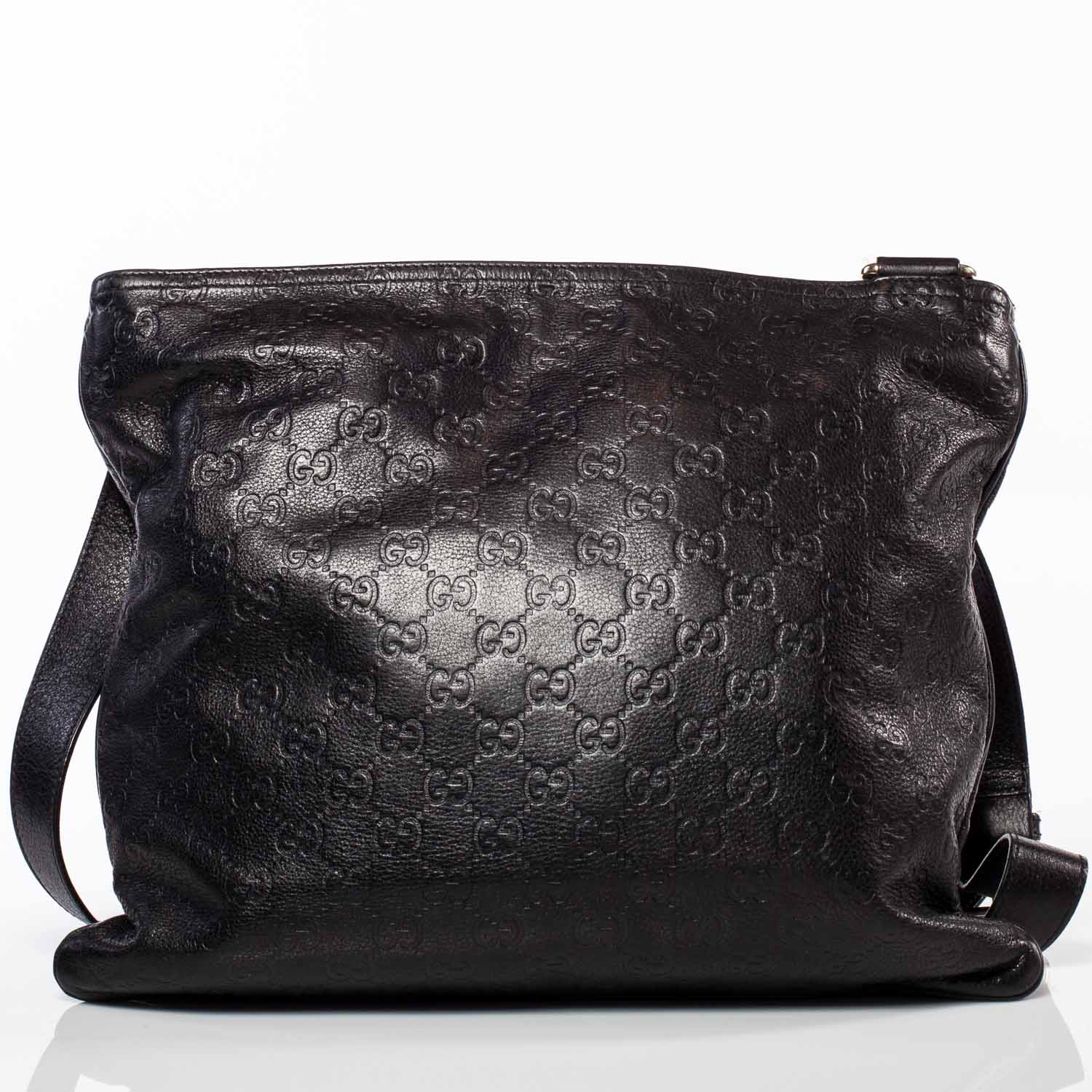 Gucci Guccissima Flat Messenger Bag Black 3 of 11