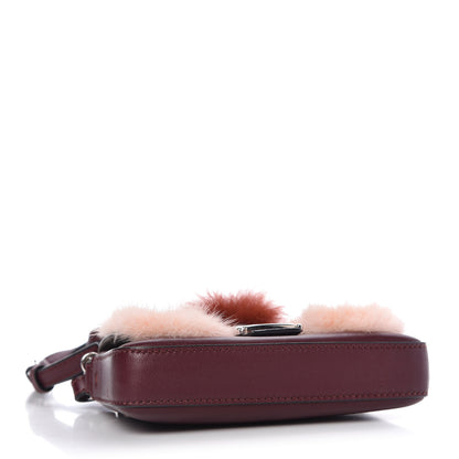Fendi Shiny Nappa Mink Fox Fur Crystal Micro Buggie Baguette Bordeaux Rust Multicolor 4 of 9