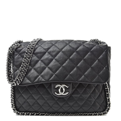 Chanel Washed Lambskin Quilted Maxi Chain Around Flap Black 1 of 11