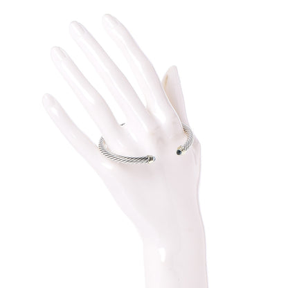 David Yurman Sterling Silver 14K Yellow Gold Blue Topaz 5mm Cable Classics Petite Color Bracelet 2 of 4