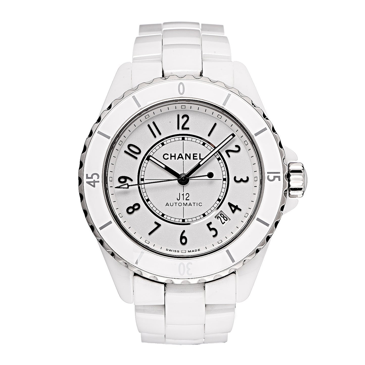 Stainless Steel Ceramic 38mm J12 Automatic Watch White