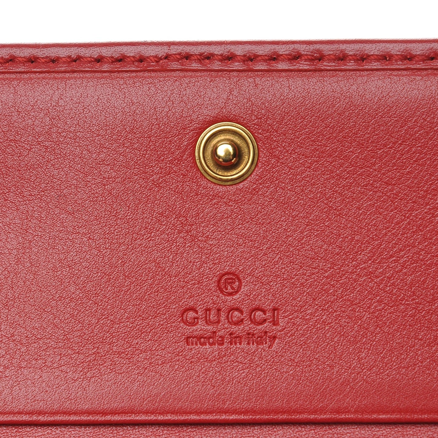 Calfskin Matelasse GG Marmont Card Case Hibiscus Red