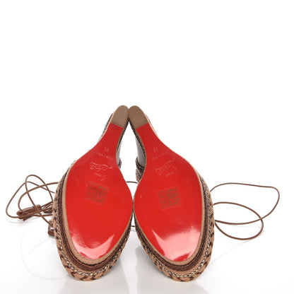 Christian Louboutin Calfskin Spagana 140 Lace Up Platform Wedge Sandals 39 Fauve 5 of 7