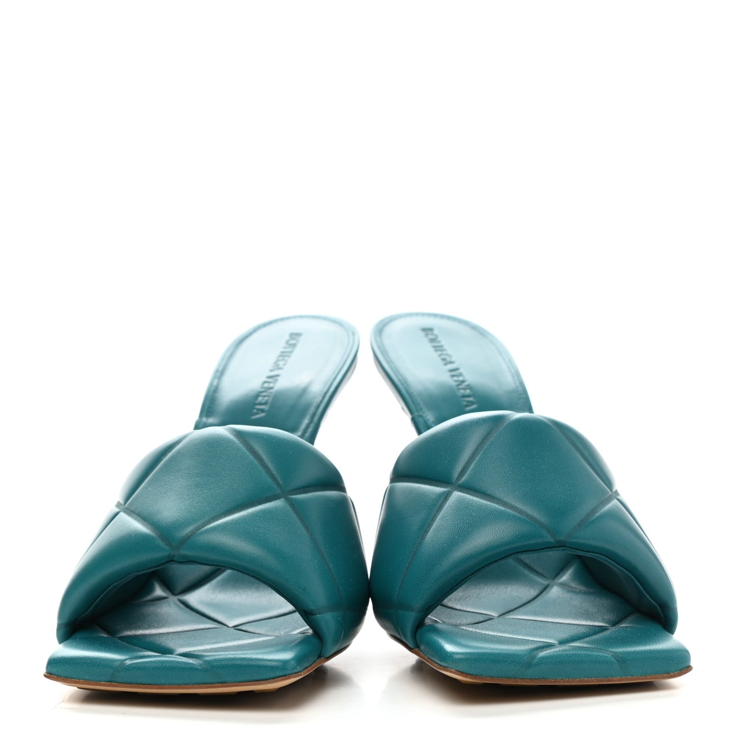 Nappa Quilted Rubber Lido Mule Sandals 39.5 Duck Green