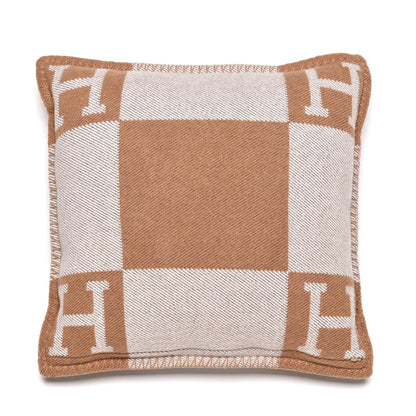 Hermes Wool Cashmere Avalon Pillow PM Ecru Camel 3 of 4