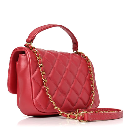Chanel Calfskin Quilted Top Handle Flap Dark Pink 2 of 9