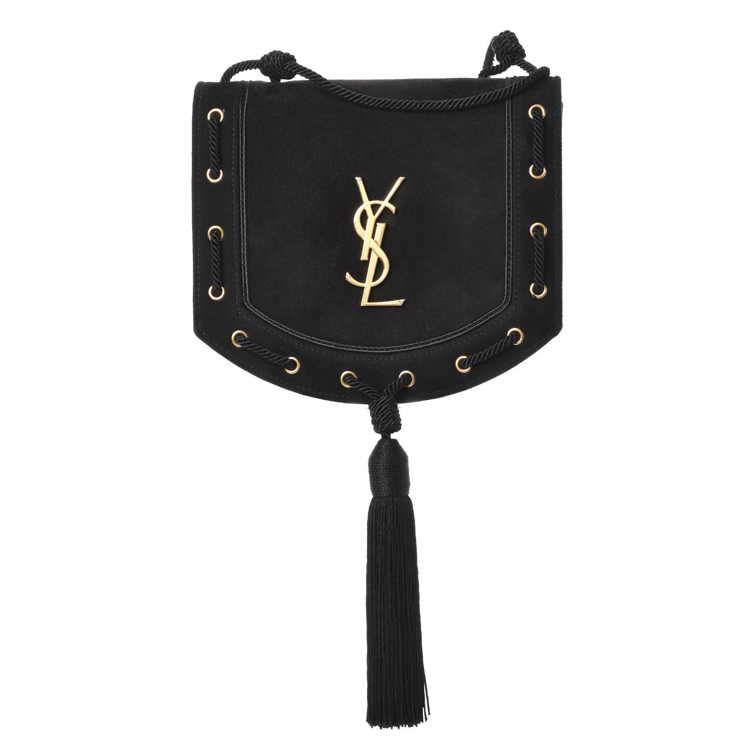 Saint Laurent Suede Medium Monogram Fetish Satchel Black 1 of 7