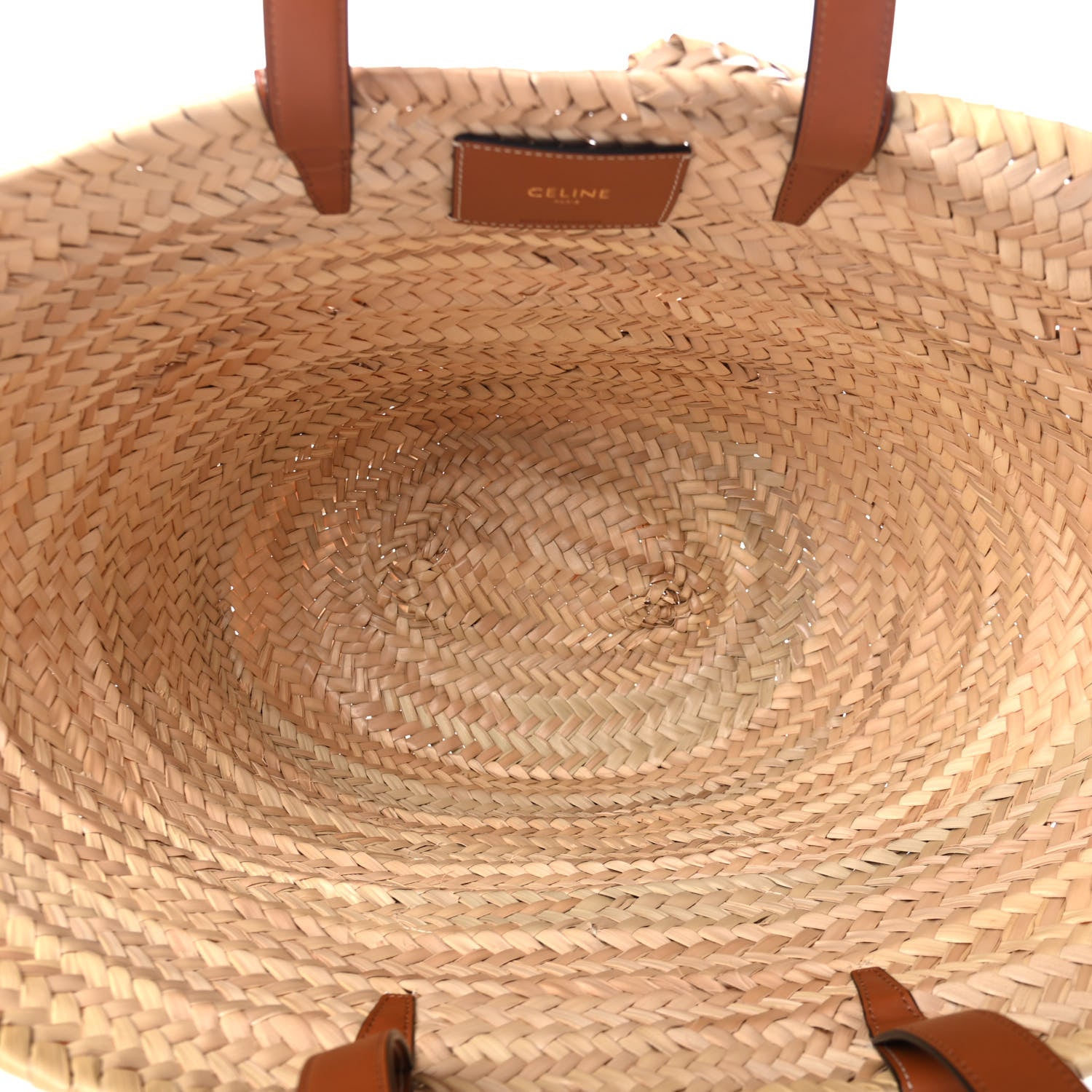 Celine Raffia Calfskin Triomphe Medium Panier Tan 4 of 6