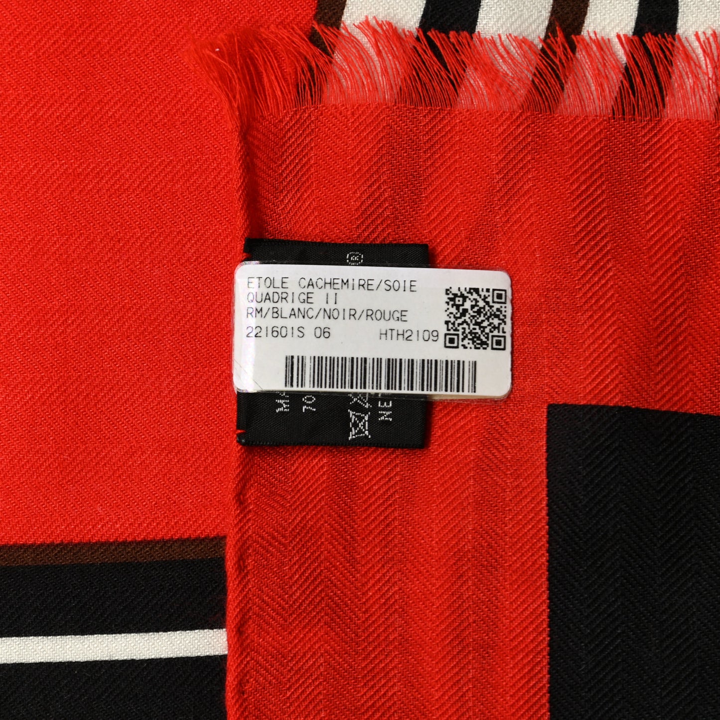 Cashmere Silk Encadre H Passant Giant Scarf 140 Gris Chine Rouge Black