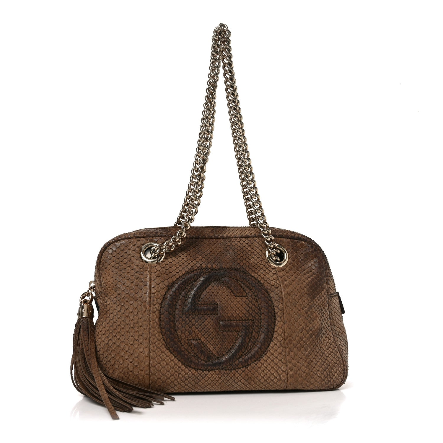 Gucci Snakeskin Small Soho Bowler Brown 1 of 10