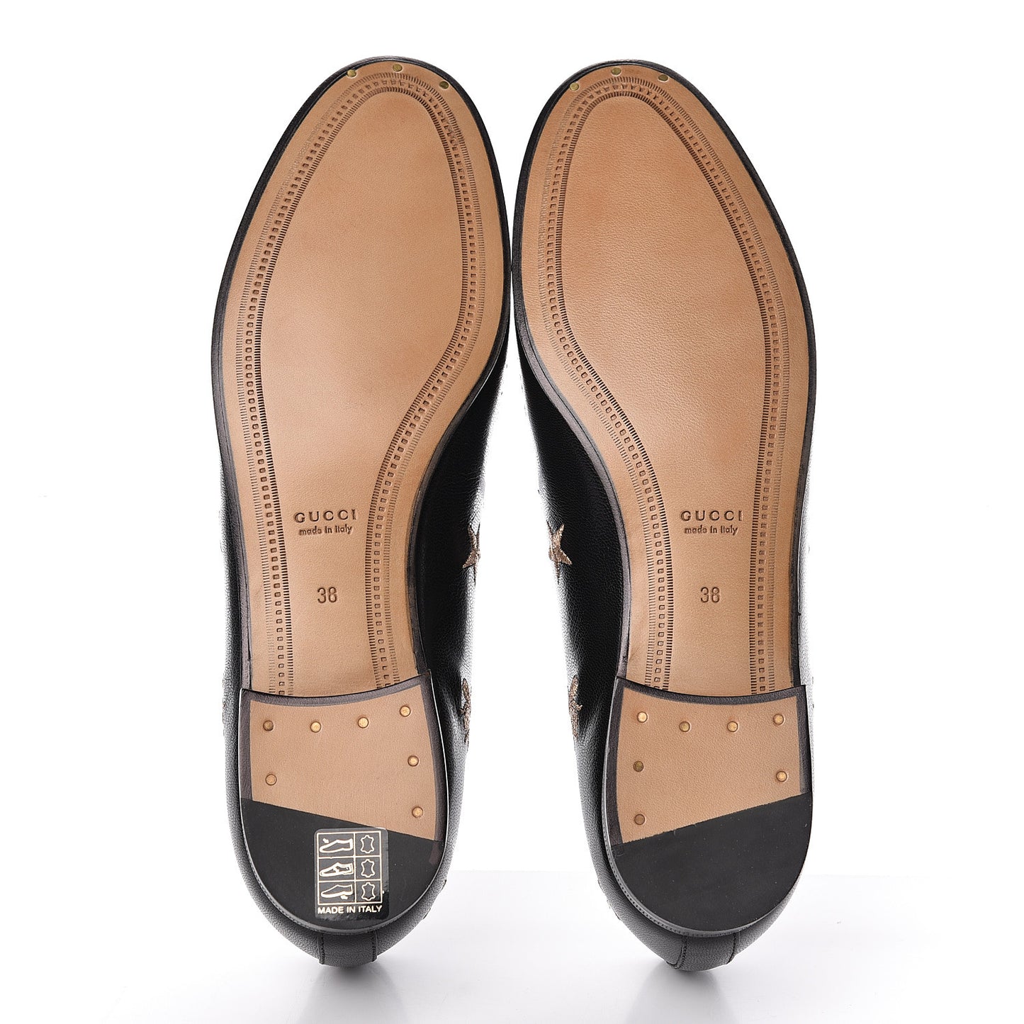 Goatskin Bee Star Embroidered Womens Jordaan Loafers 38 Black