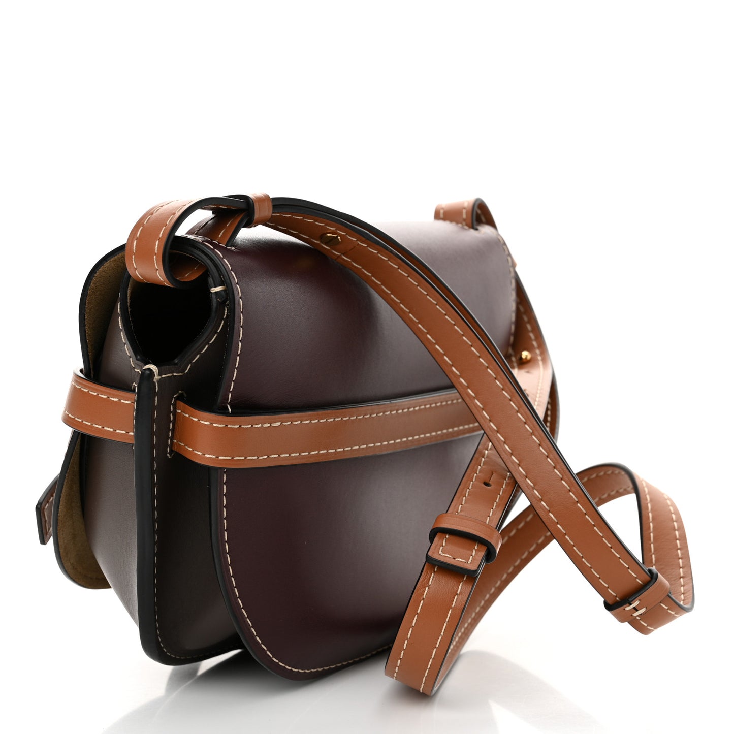 Calfskin Small Gate Crossbody Bag Oxblood Tan Taupe