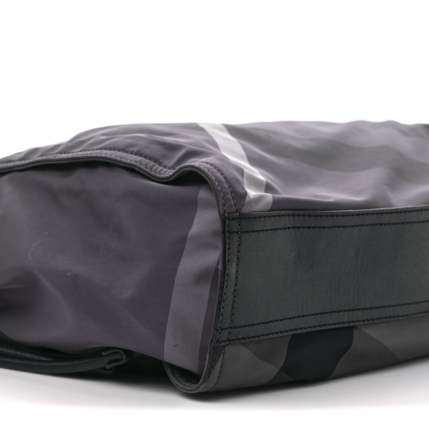 Nylon Check Buckleigh Packable Tote Charcoal
