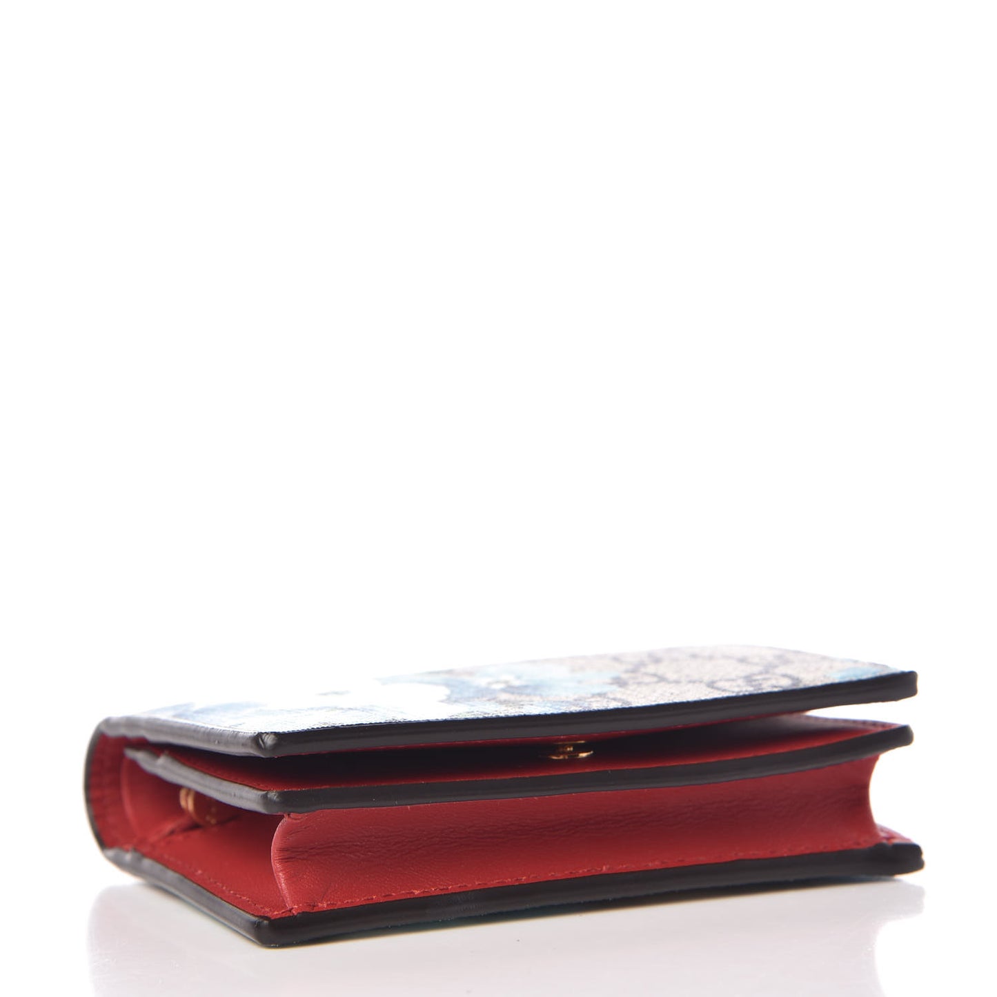 GG Supreme Monogram Blooms Card Case Wallet Beige Blue Navy Hibiscus Red