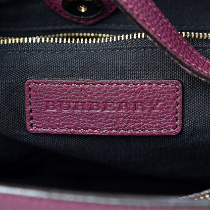 Burberry Derby Calfskin House Check Medium Banner Tote Dark Plum 5 of 27