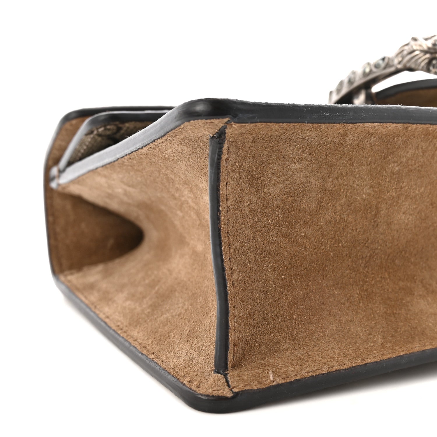 Gucci GG Supreme Monogram Suede Crystal Small Dionysus Shoulder Bag Beige Ebony Taupe 9 of 10