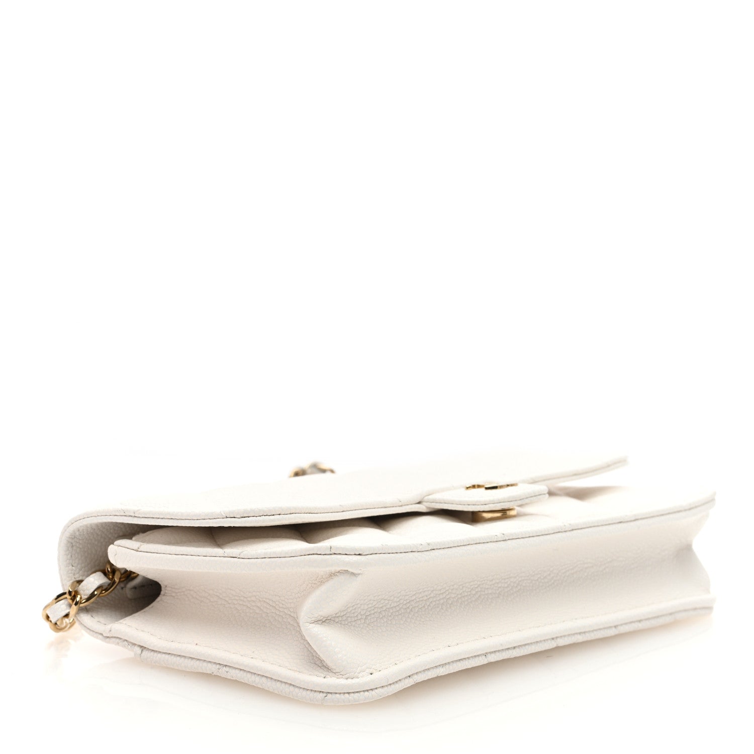 Chanel Caviar Quilted Flap Phone Holder With Chain White 4 of 10