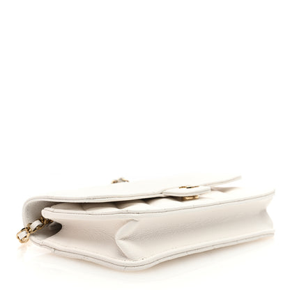 Chanel Caviar Quilted Flap Phone Holder With Chain White 4 of 10