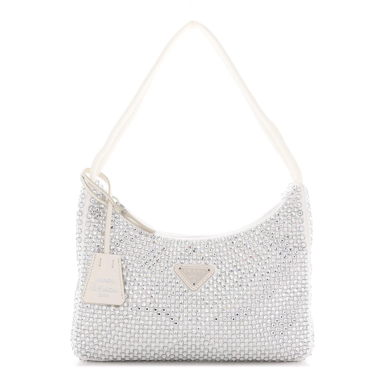 Prada Satin Crystal Mini Re-Edition 2000 Bag White 1 of 7