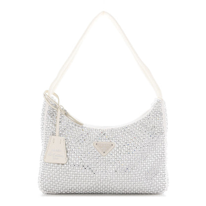 Prada Satin Crystal Mini Re-Edition 2000 Bag White 1 of 7