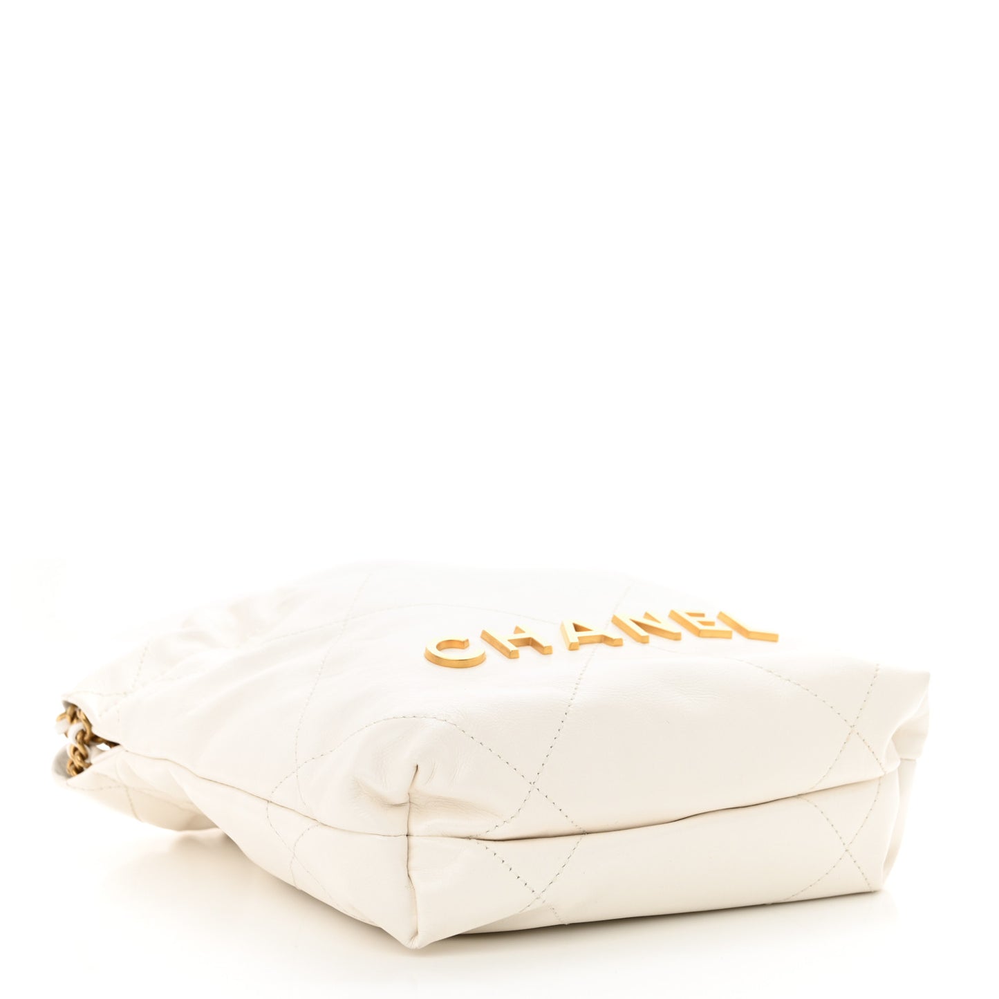Shiny Calfskin Quilted Mini Chanel 22 White