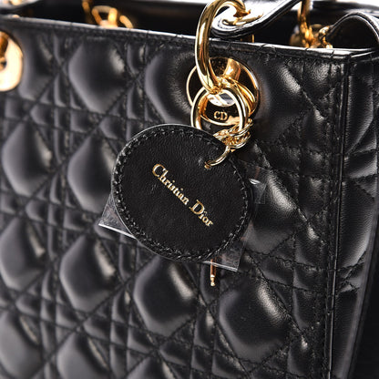 Christian Dior Lambskin Cannage Medium Lady Dior Black 14 of 16
