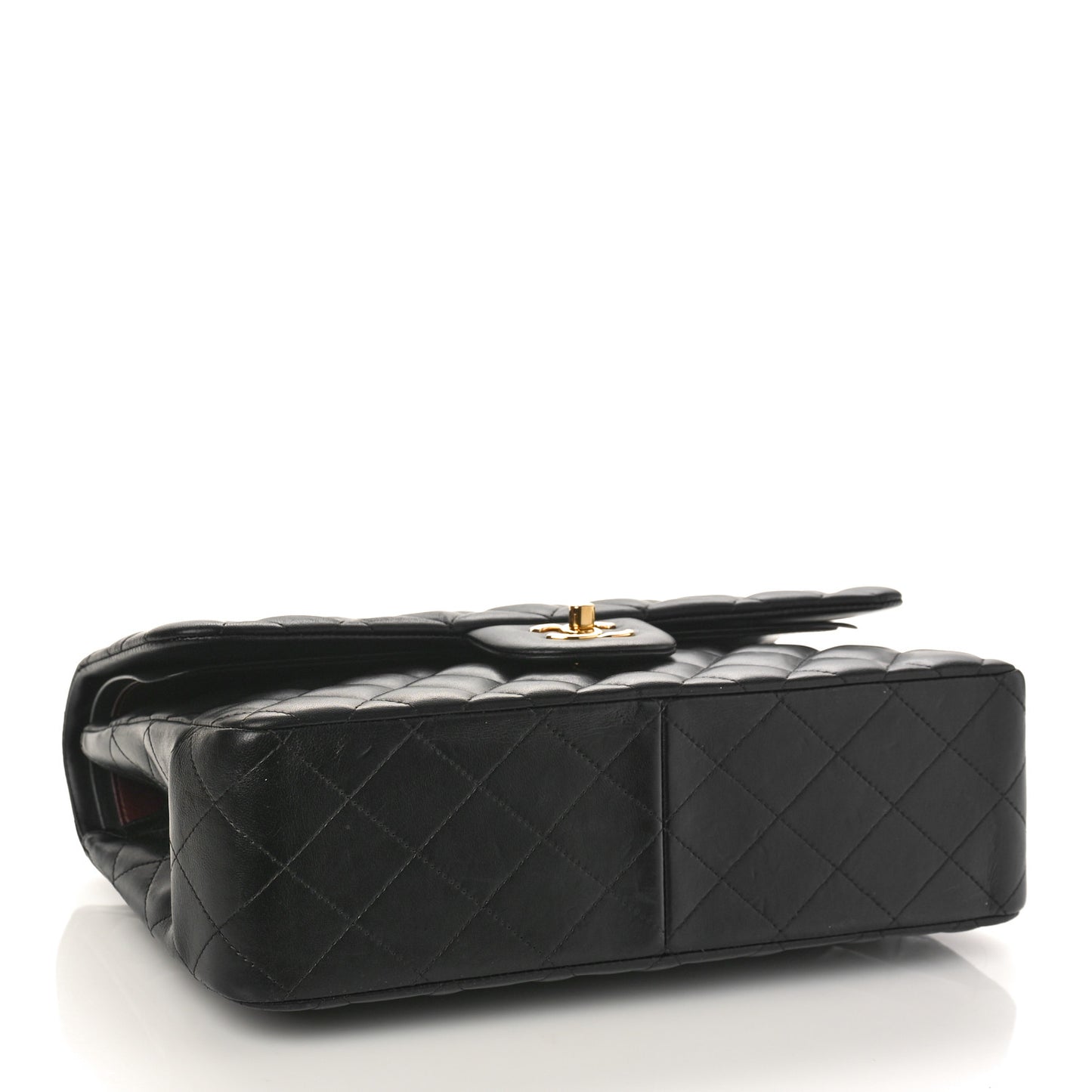 Lambskin Quilted Jumbo Double Flap Black