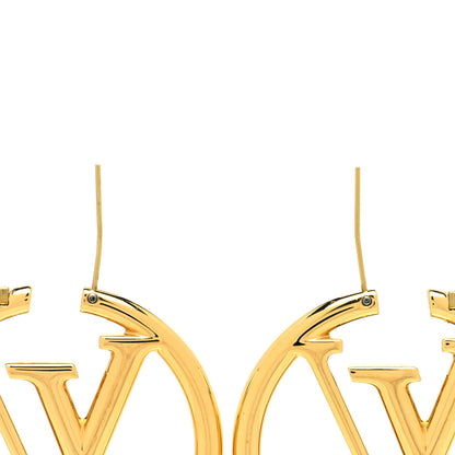 Louis Vuitton Metal Louise Hoop Earrings Gold 3 of 4