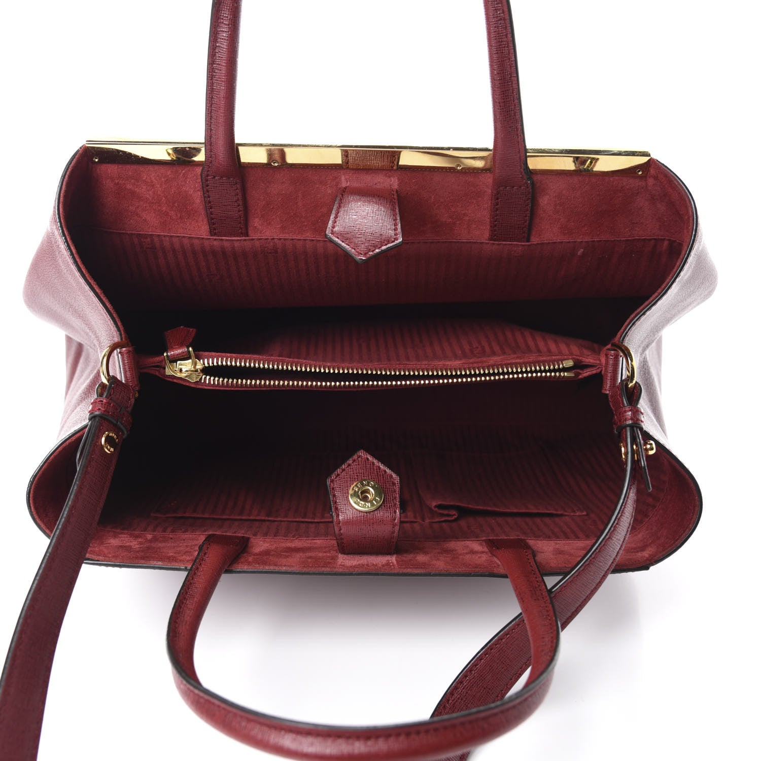 Fendi Vitello Elite Regular 2Jours Tote Rosso Scuro Ciliegia 5 of 11