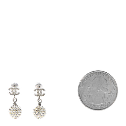 Chanel Crystal CC Drop Earrings White Silver 2 of 4
