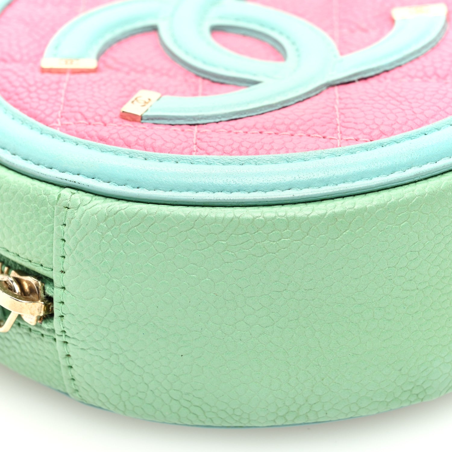 Chanel Caviar Quilted Round Filigree Crossbody Pink Blue Green 9 of 10