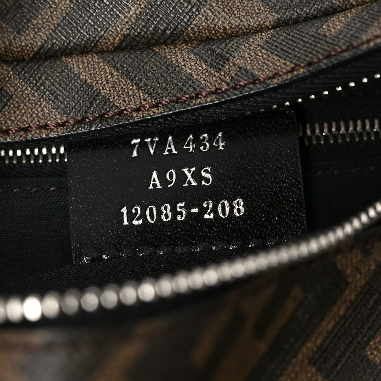 Fendi Glazed Fabric Vitello Liberty FF 1974 Diagonal Belt Bag Tobacco Moresco Black 6 of 8