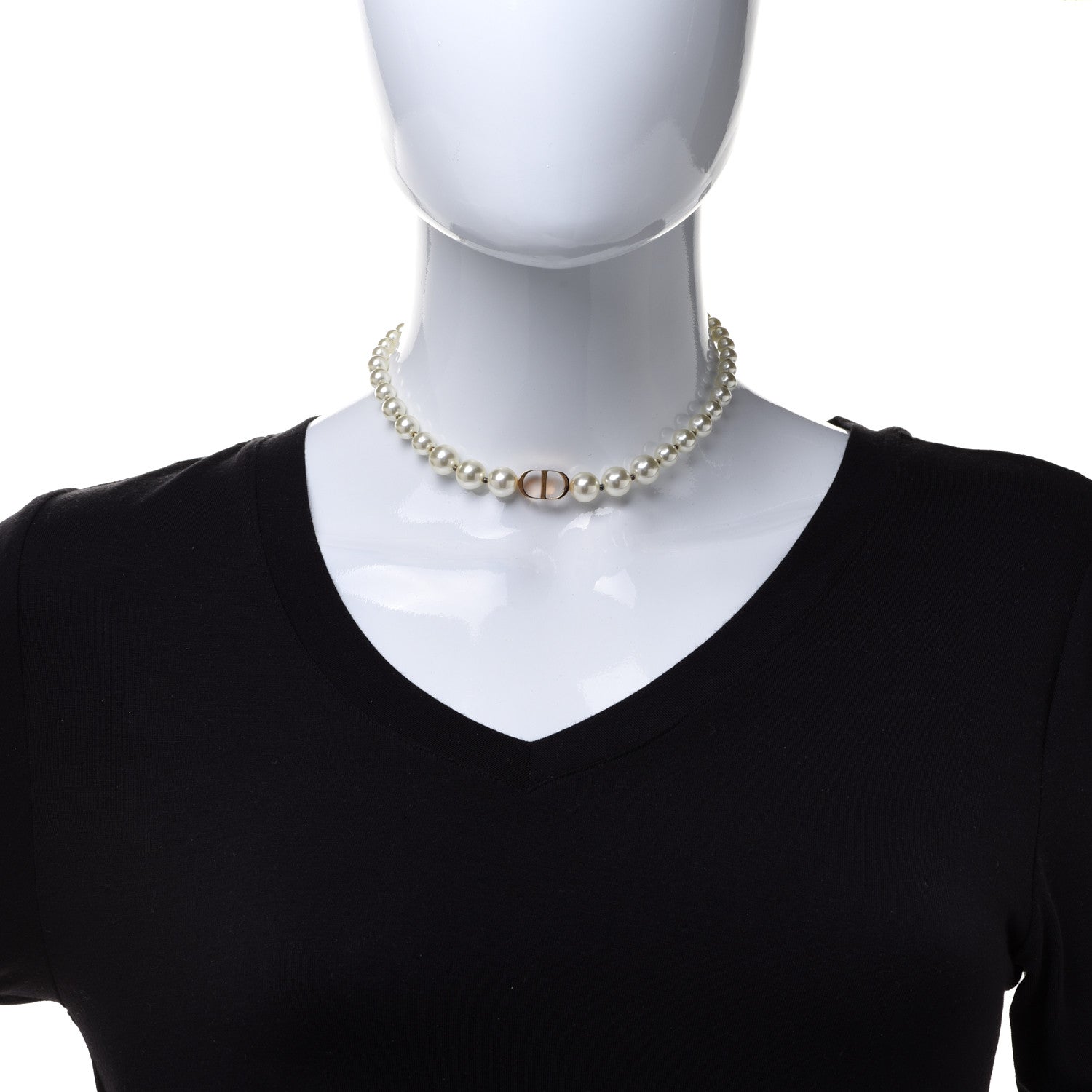 Christian Dior Pearl 30 Montaigne Choker Necklace Gold 2 of 7