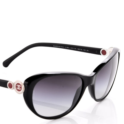 Chanel Acetate Collection Bouton Cat Eye Sunglasses 5190 Black 6 of 8