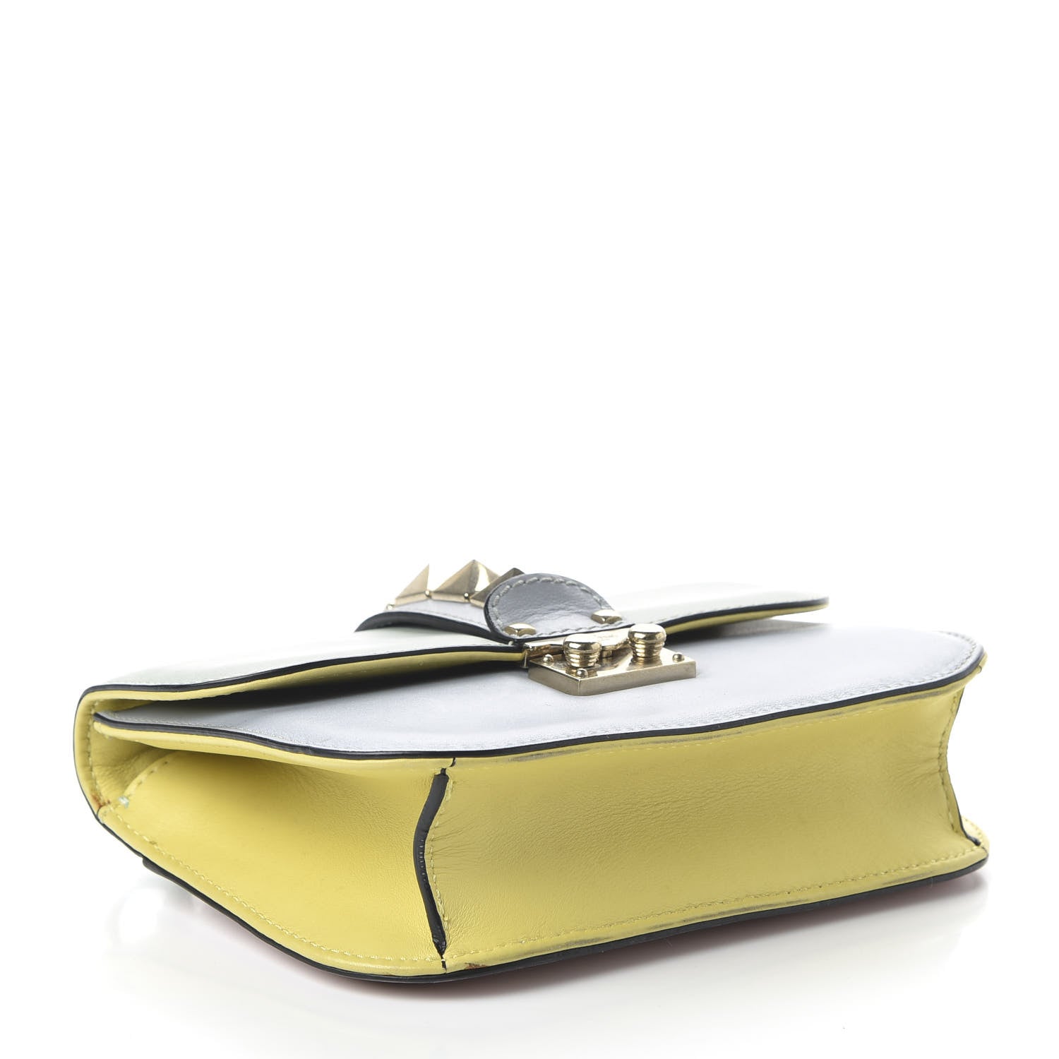 Valentino Garavani Vitello Watercolor Small Glam Lock Rockstud Flap Rose Green Yellow Sky 4 of 9